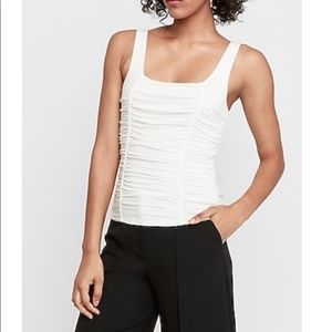 Express White Ruched Front Tank Top